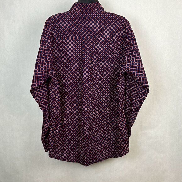 Cinch Button Down Shirt Mens Size Small Navy Blue Orange Print Long Sleeve - Picture 4 of 6
